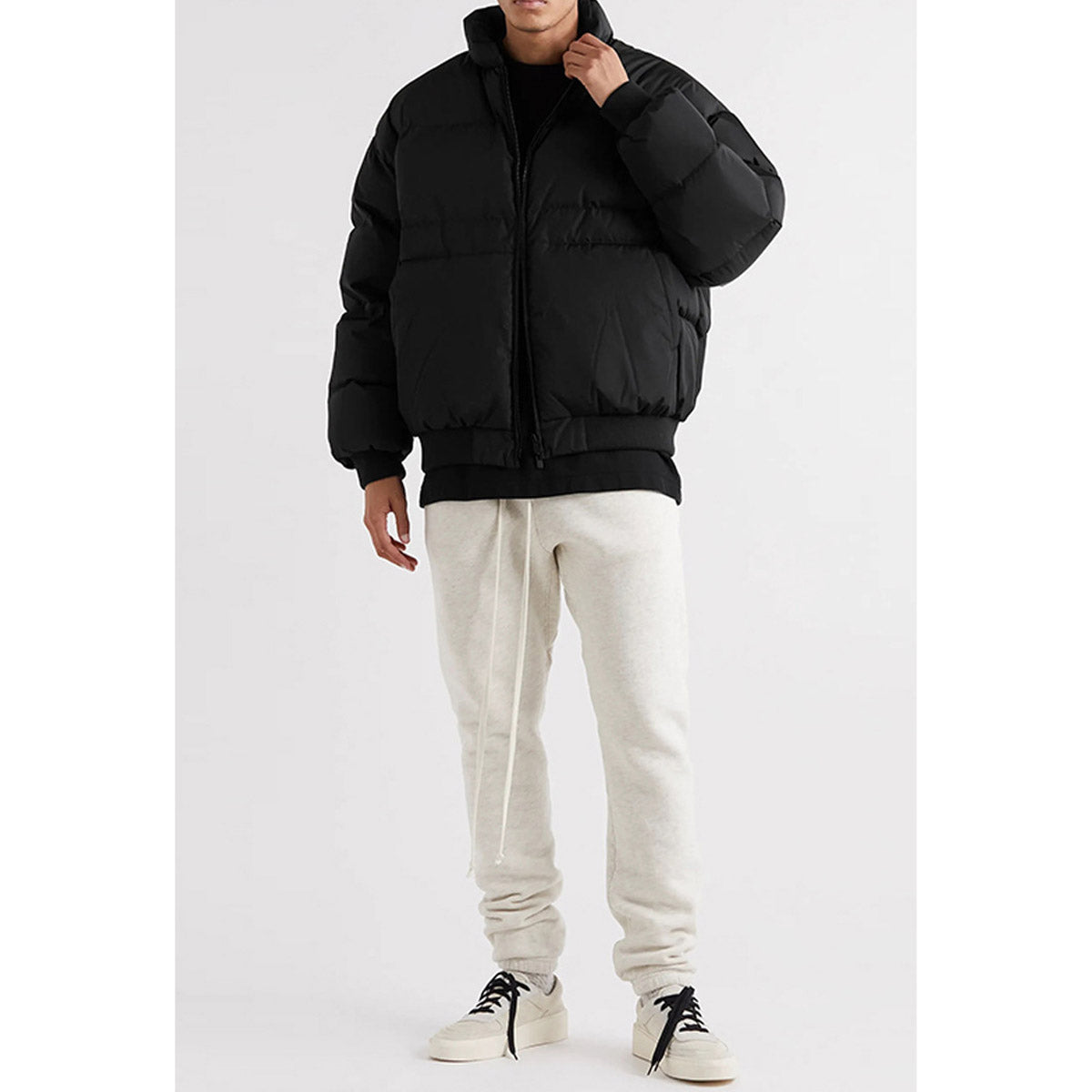 Unisex Coat FOG Loose Stand-Up Collar Filled Cotton Jacket