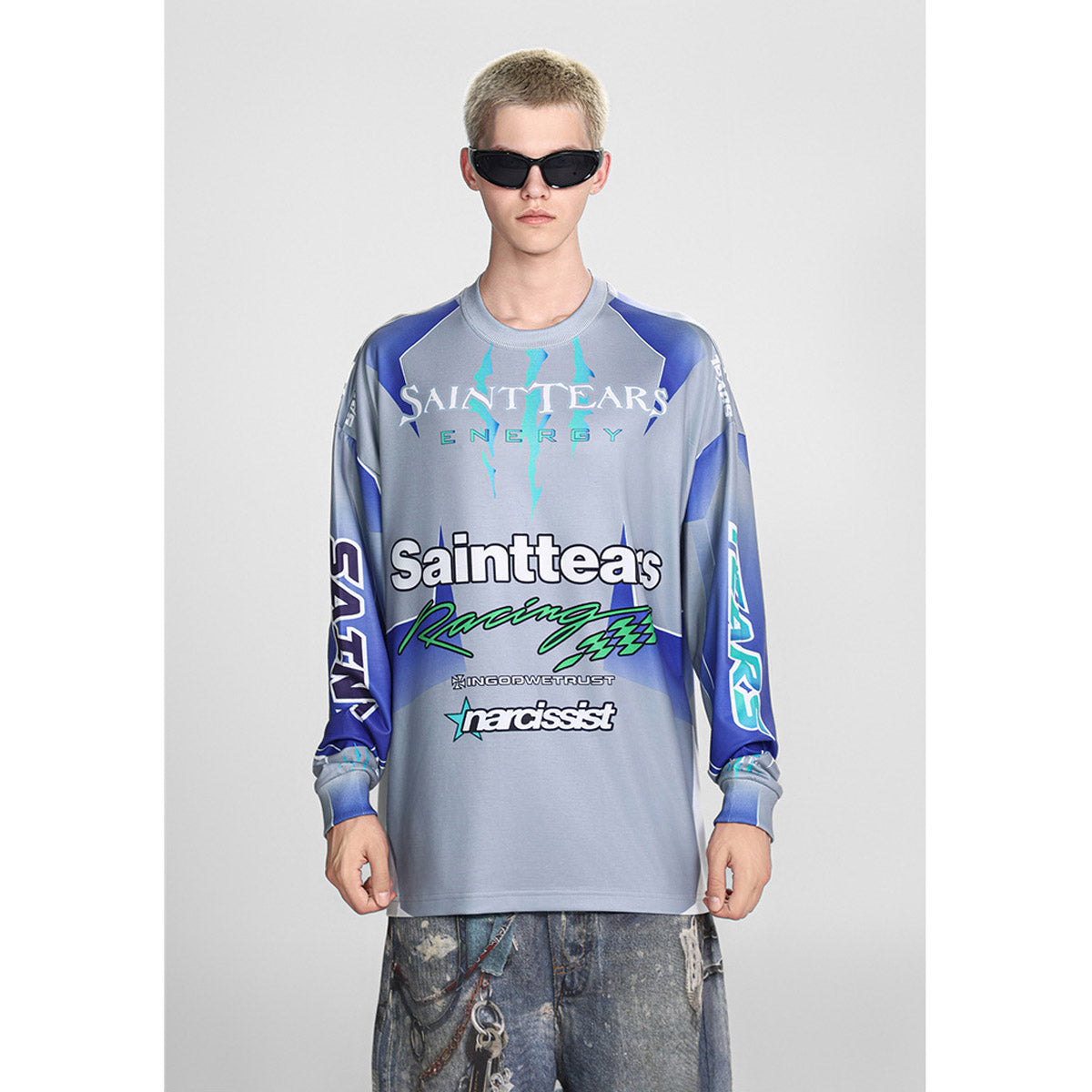 Mens Long Sleeve Shirt Saint Michael Loose Long Sleeve Shirt