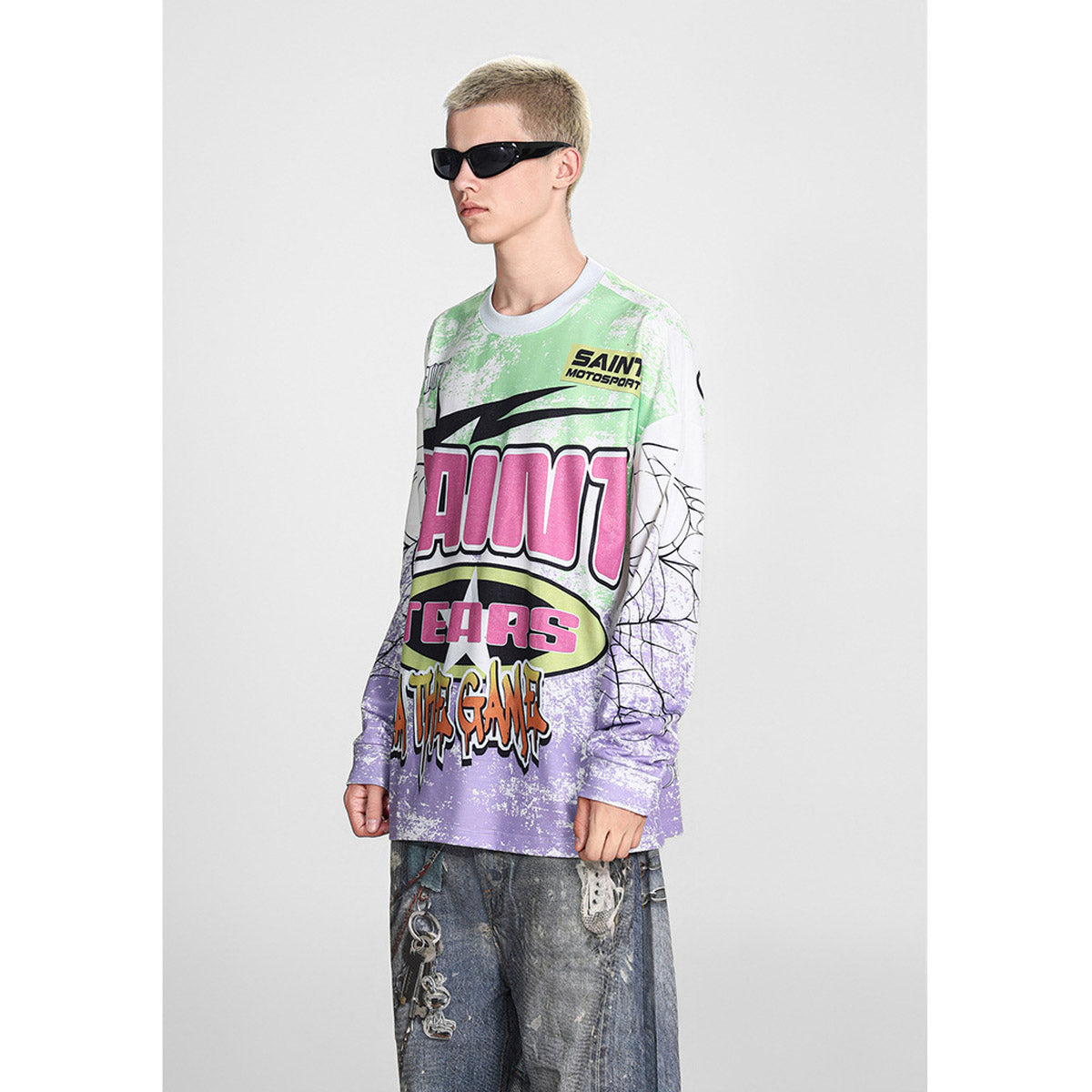 Men Long Sleeve Shirt Saint Michael Loose Long Sleeve Shirt