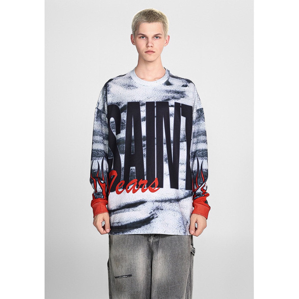 Men Long Sleeve Shirt Saint Michael Loose Long Sleeve Shirt