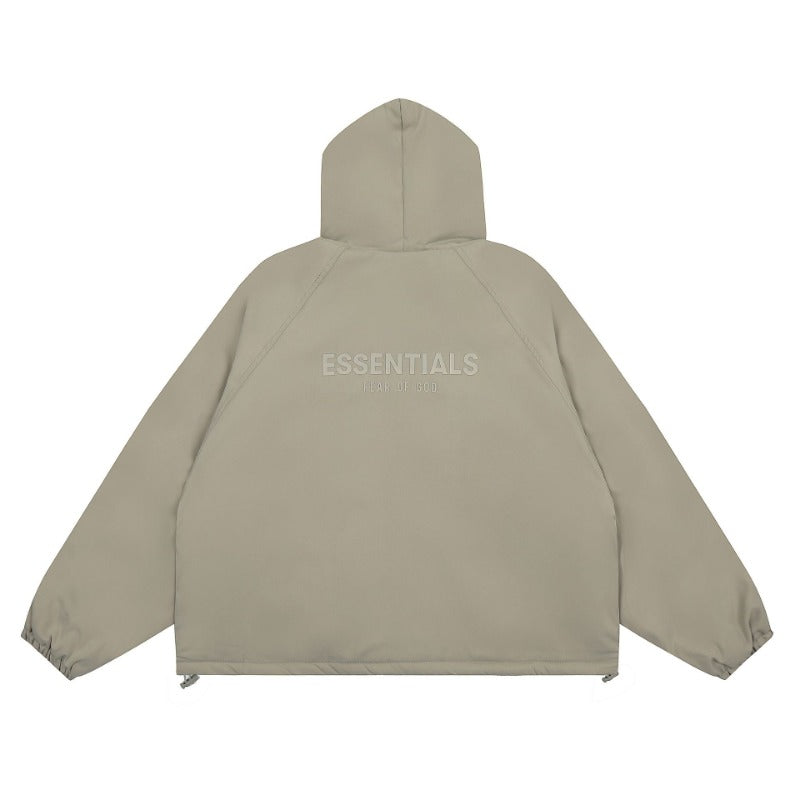 Unisex Coat FOG LOGO Zipper Ess Double Thread Hooded Cotton Clothing